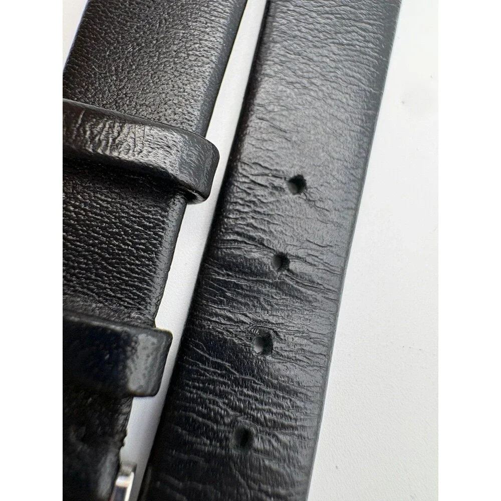 OEM Movado Swiss Black Genuine Leather Watch Strap 14mm Silver-Tone Buckle